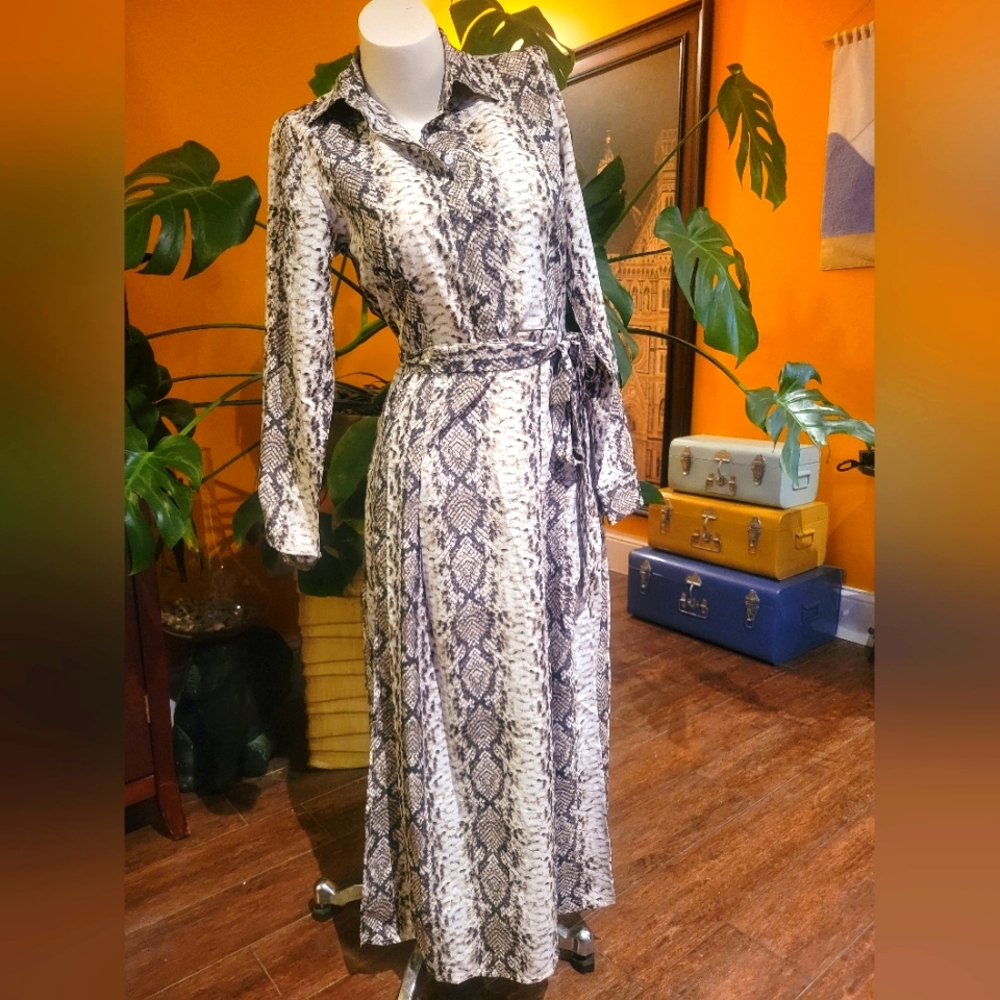 Japna Snake Print Long Shirt Dress